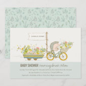 地元で栽培されたヘッジホッグフローラベビーシャワー招待状 サンキューカード (正面/裏面)