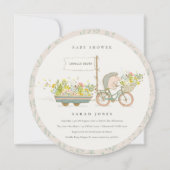 地元で栽培されたヘッジホッグフローラベビーシャワー招待状 サンキューカード (正面)