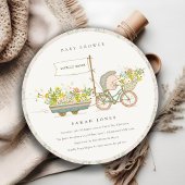 地元で栽培されたヘッジホッグフローラベビーシャワー招待状 サンキューカード