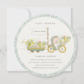 地元で栽培されたヘッジホッグフローラベビーシャワー招待状 サンキューカード (正面)