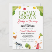 地元で栽培されたベビーオンザウェイ農家ベビーシャワー 招待状 (正面)