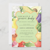 地元で栽培されたベビーオーガニック野菜ベビーシャワー 招待状 (正面)