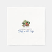 地元で栽培されたベビーザウェイ – 野菜 – 青 スタンダードカクテルナプキン (正面)