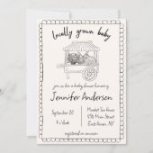 地元で栽培されたベビーハンドドロー赤ちゃんシャワー 招待状 (正面)