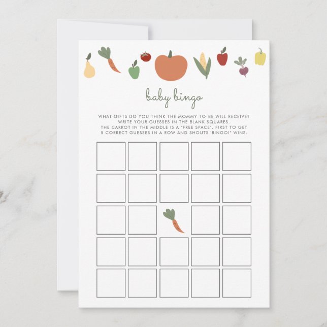 地元で栽培されたベビービンゴベビーシャワーゲーム (正面)