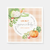 地元で栽培されたベビー秋パンプキンファーム赤ちゃんシャワー スタンダードカクテルナプキン (正面)