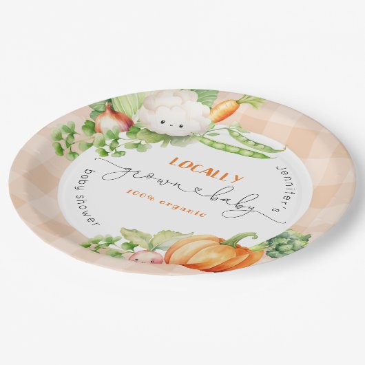 地元で栽培されたベビー秋パンプキンファーム赤ちゃんシャワー ペーパープレート (アングル)