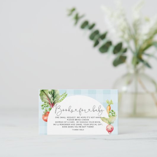 地元で栽培されたベビー農家のベビーチケット用の本 エンクロージャーカード (スタンド正面)