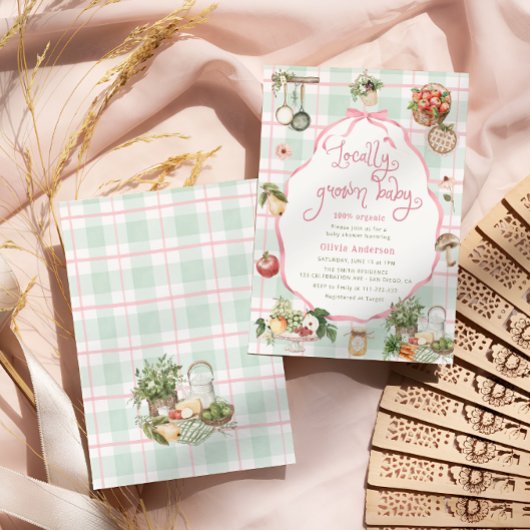地元で栽培されたベビー農家マーケットガールベビーシャワー 招待状