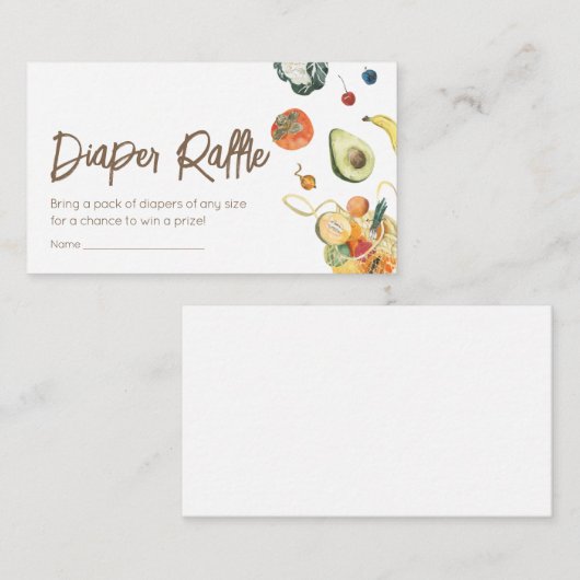 地元で栽培されたベビー農家市場おむつラッフル エンクロージャーカード (正面/裏面)