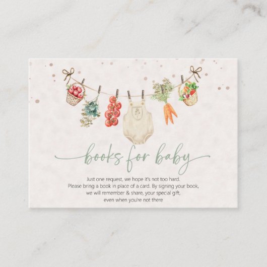 地元で栽培されたベビー農家市場のベビースシャワー エンクロージャーカード (正面)