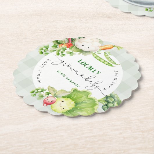 地元で栽培されたベビー農家市場のベビースシャワー ペーパーコースター (アングル)