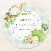 地元で栽培されたベビー農家市場のベビースシャワー ペーパーコースター (正面)