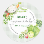 地元で栽培されたベビー農家市場のベビースシャワー ラウンドシール (正面)