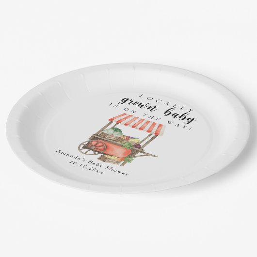 地元で栽培されたベビー農家市場カート赤ちゃんシャワー ペーパープレート (アングル)