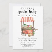 地元で栽培されたベビー農家市場カート赤ちゃんシャワー 招待状 (正面)