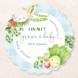 地元で栽培されたベビー農家市場ブルーベビーシャワー ペーパーコースター
