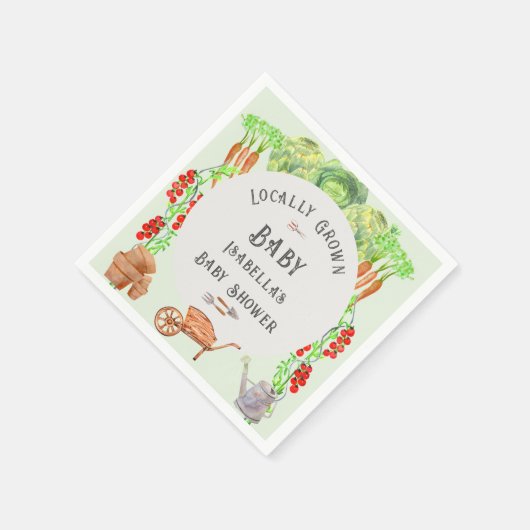 地元で栽培されたベビー農家市場ベビーシャワー スタンダードカクテルナプキン (角)