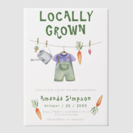 地元で栽培されたベビー農家市場ベビーシャワー ベラム紙招待状