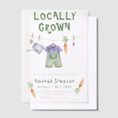 地元で栽培されたベビー農家市場ベビーシャワー ベラム紙招待状 (オフセット)