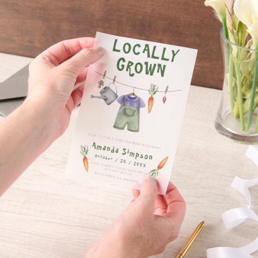 地元で栽培されたベビー農家市場ベビーシャワー ベラム紙招待状 (ポータブル)