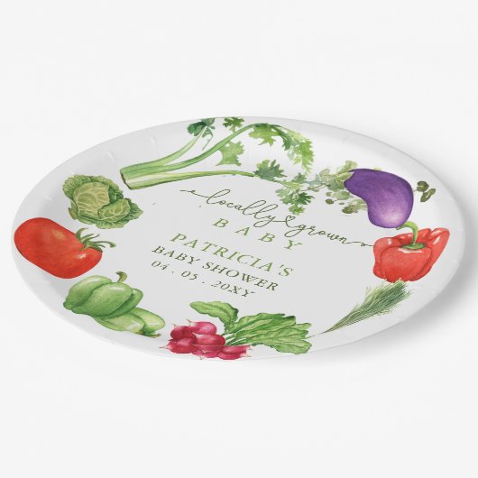 地元で栽培されたベビー農家市場ベビーシャワー ペーパープレート (アングル)