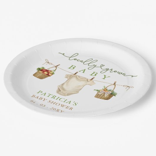 地元で栽培されたベビー農家市場ベビーシャワー ペーパープレート (アングル)
