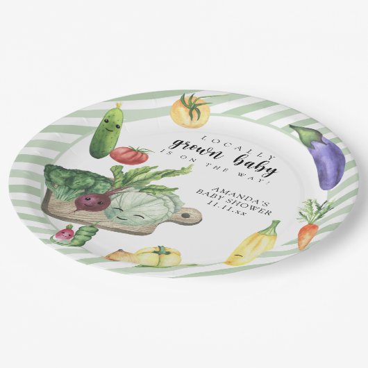 地元で栽培されたベビー農家市場ベビーシャワー ペーパープレート (アングル)