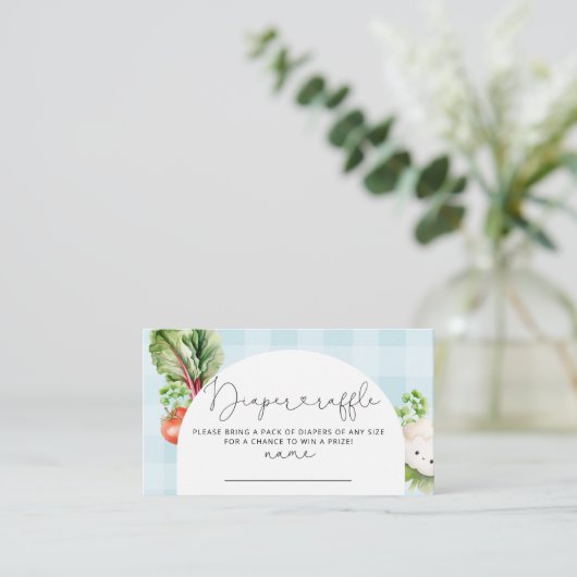 地元で栽培されたベビー野菜おむつラッフルチケット エンクロージャーカード (スタンド正面)