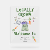 地元で栽培されたベビー – ウェルカムベビーシャワー アクリルサイン (正面)