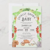 地元で栽培されたベビー、ファーマーズマーケットベビーシャワー 招待状 (正面)