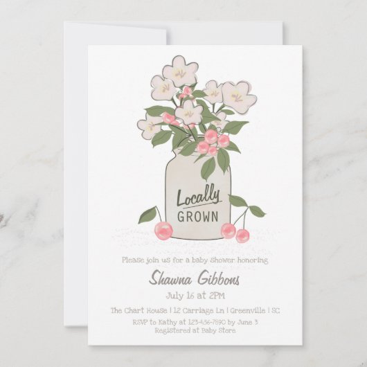 地元で栽培されたミシガン州のベビーシャワー 招待状 (正面)