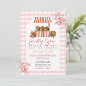 地元で栽培されたリンゴ市場ベビーシャワーギンガム 招待状 (スタンド正面)