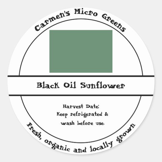 地元で栽培された庭の新鮮なオーガニックミクロのラベル ラウンドシール (正面)