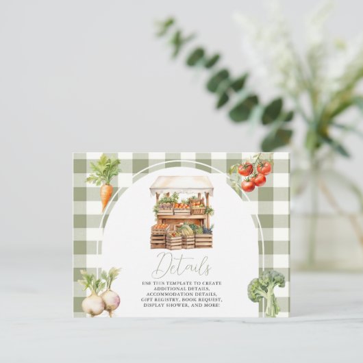 地元で栽培された新鮮な市場のベビーシャワー詳細 ポストカード (スタンド正面)