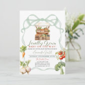 地元で栽培された新鮮な市場の赤ちゃんシャワーにボウ 招待状 (スタンド正面)