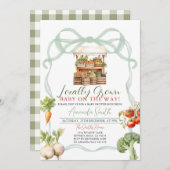 地元で栽培された新鮮な市場の赤ちゃんシャワーにボウ 招待状 (正面/裏面)