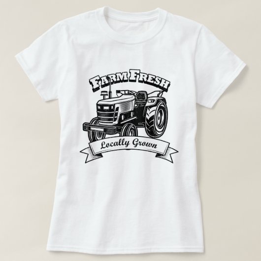 地元で栽培された新鮮農場 Tシャツ (デザイン正面)