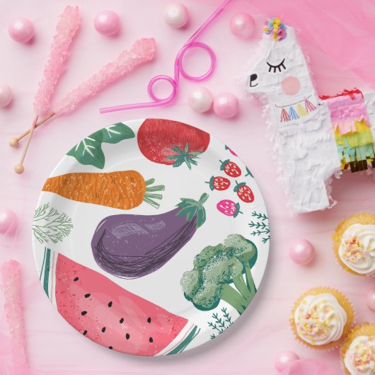 地元で栽培された果物と野菜の紙プレート ペーパープレート (パーティー)