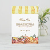 地元で栽培された水色の野菜フルーツ赤ちゃんシャワー サンキューカード (スタンド正面)