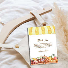 地元で栽培された水色の野菜フルーツ赤ちゃんシャワー サンキューカード