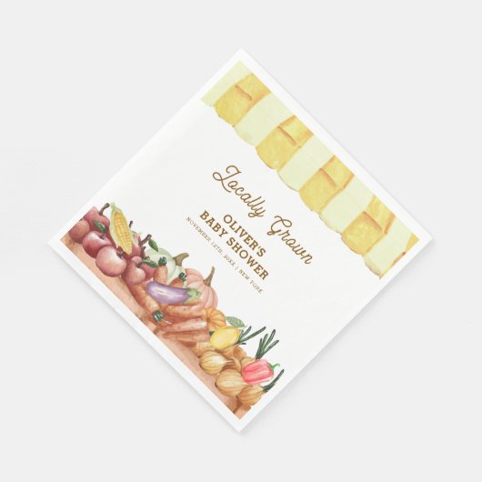 地元で栽培された水色の野菜フルーツ赤ちゃんシャワー スタンダードランチョンナプキン (角)