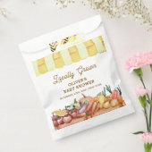 地元で栽培された水色の野菜フルーツ赤ちゃんシャワー フェイバーバッグ (封をした状態)