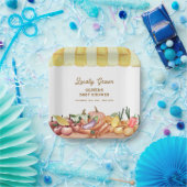 地元で栽培された水色の野菜フルーツ赤ちゃんシャワー ペーパープレート (パーティー)