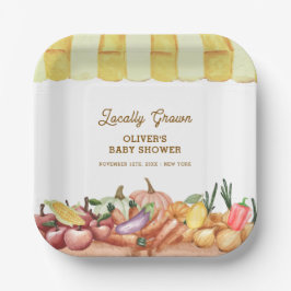 地元で栽培された水色の野菜フルーツ赤ちゃんシャワー ペーパープレート