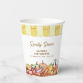 地元で栽培された水色の野菜フルーツ赤ちゃんシャワー 紙コップ (裏面)