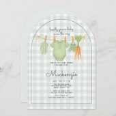 地元で栽培された物干し用ベビシャワーアーチ 招待状 (正面/裏面)