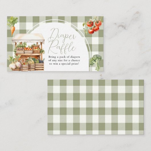 地元で栽培された生鮮市場おむつラッフルギンガム エンクロージャーカード (正面/裏面)