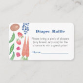 地元で栽培された男の赤ちゃんシャワーおむつラッフル エンクロージャーカード (正面)