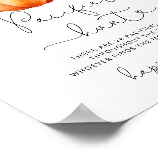 地元で栽培された秋おしゃぶり狩りベビーシャワーゲーム ポスター (角)